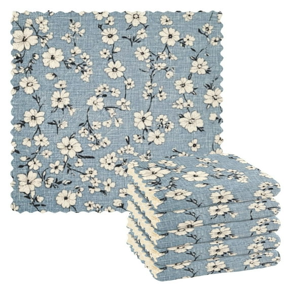 6 Pieces of Kitchen Towels 11x11Inch Kitchen Dish Cloths Kitchen Dish Towels Reuseable Cleaning Cloths Pretty Cloth Flowers