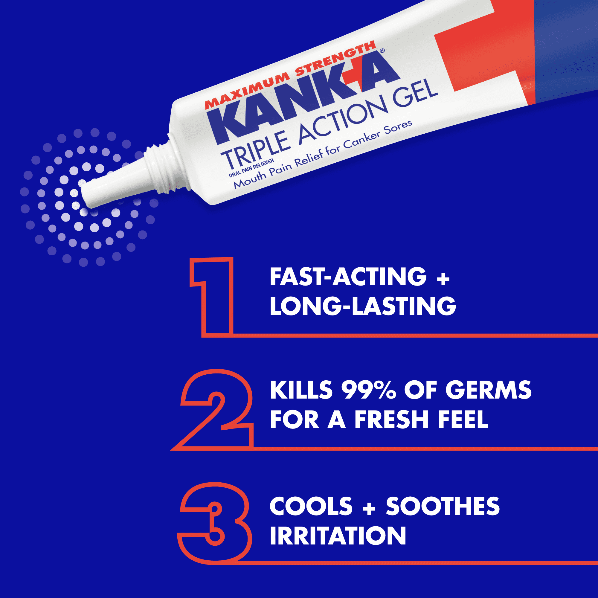 Kank-A Triple Action Maximum Strength Canker Sore Gel, Benzocaine Mint Flavor, 0.42 oz
