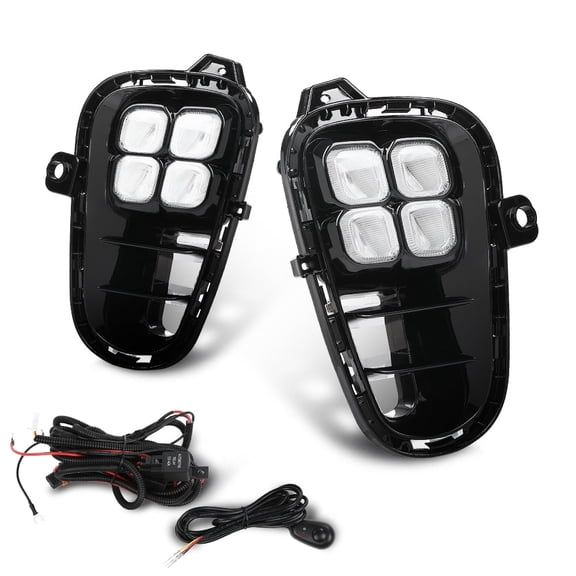 LED DRL Daytime Running Light Front Fog Lamps w/ Turn Signal Fit for 2018-2020 KIA Rio