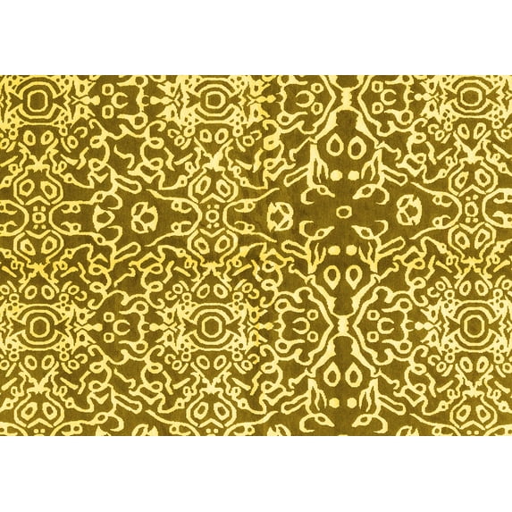 Ahgly Company Indoor Rectangle Abstract Yellow Modern Area Rugs, 2' x 5'
