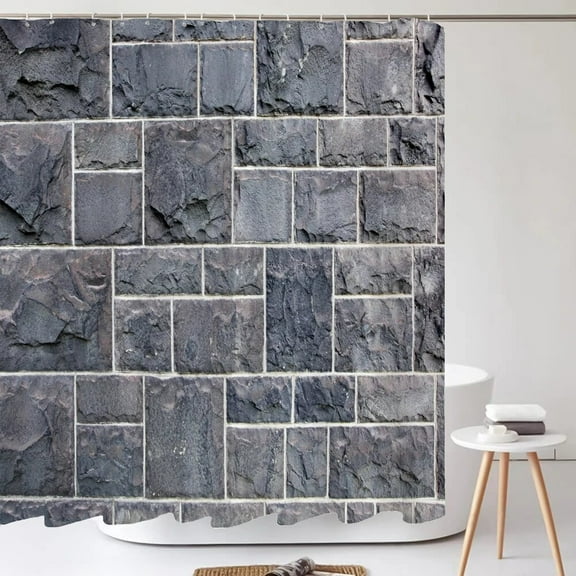 Village style Rock Brick Wall Retro Bathroom Shower Curtain Waterproof Polyester Fabric Home Decoration Art Bath Curtains