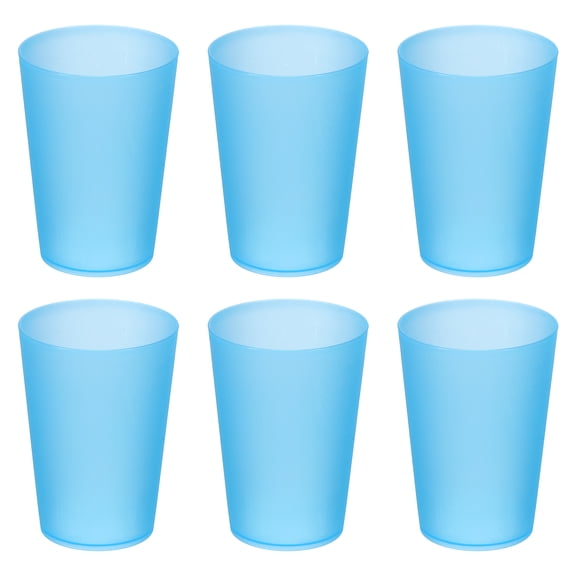 Uxcell 6 Pcs Plastic Tumblers, 11.8oz Reusable Drinking Glasses Unbreakable Water Tumblers for Home Office Outdoors Restaurant Water, Coffee, Milk, Juice, Tea, Clear Blue