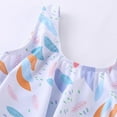 thumbnail image 4 of Odeerbi 2-9 Years Kids Girls Two Pieces Swim Dress Summer Floral Ruffle Swimdress with Shorts Set Beach Hawaiian Beachwear Sleeveless Leaf Print Swimming Skirt Split Swimsuit Set, 4 of 6