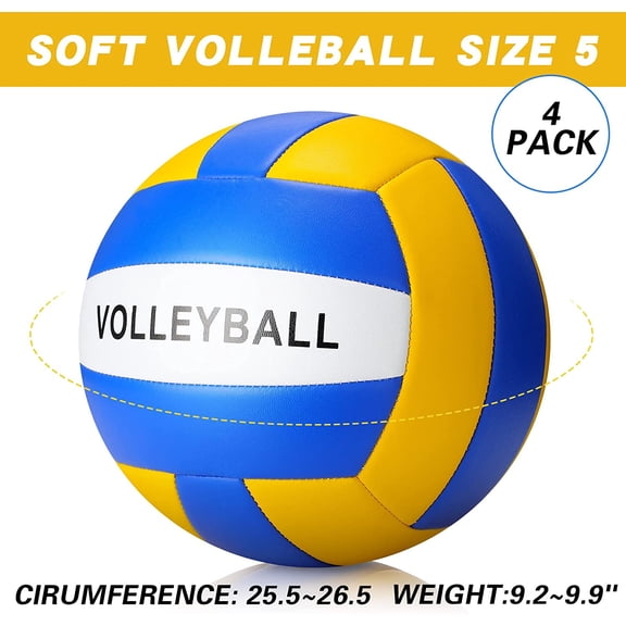 4 Pieces Official Size 5 Volleyballs for Indoor/Outdoor Use, Perfect for Beginner to Adult, with Charity Donation Benefits
