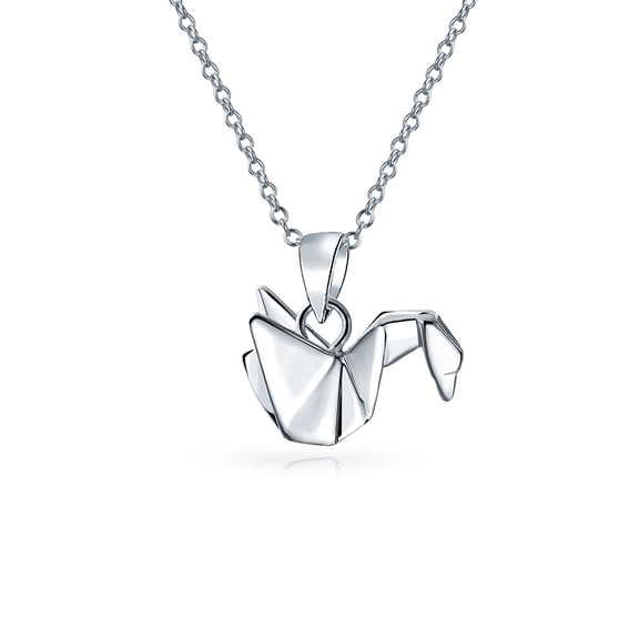 Bling Jewelry Womens 3D Crane Bird Pendant Necklace in Sterling Silver