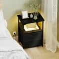 thumbnail image 4 of Tomnk Nightstands Set of 2, Bed Side Table with Charging Station, LED Night Stand with 2 Fabric Drawers, Black, 4 of 8