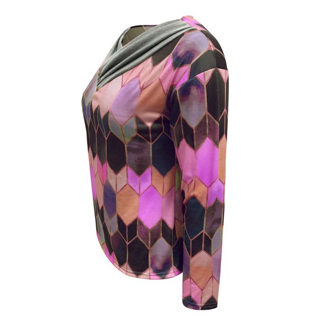 Blouse à Manches Longues avec Col Brodé Imprimé Teinture sur Nœuds pour Femmes