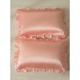 thumbnail image 1 of MOVE OVER Pink Ruffle Pillowcases Queen, Silky Satin Girls Pillow Cover Set of 2, Luxury Satin Ruffle Pattern, 2 Pack, 1 of 8