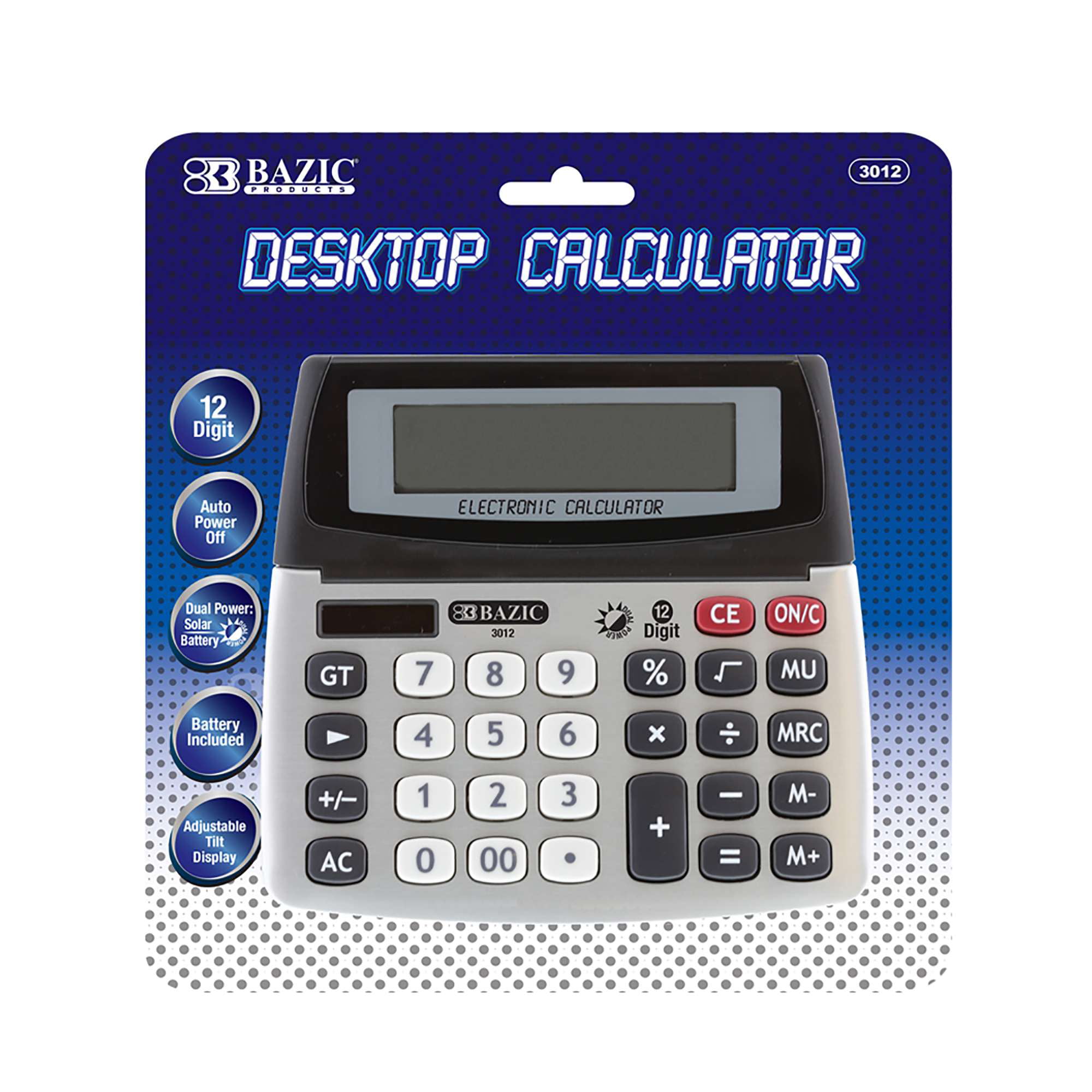 Calculator Battery Solor Powered 12 Digit Electronic Desktop Calculator LKI 