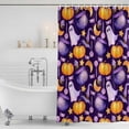 thumbnail image 2 of Polyester Fabric Halloween Shower Curtain, Purple Orange Ghost Candy Stars Pumpkin Waterproof Bathtub Curtain Bathroom Decor Set with Hooks 36 x 78 Inches, 2 of 6