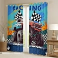 thumbnail image 2 of Manfei Modern Motorcycle Curtains for Living Room, Extreme Sports Blackout Curtains for Bedroom, Checkered Geometric Curtains Pack of 2 (52x84), Super Cozy Bedroom Decor, 2 of 6
