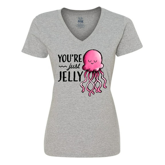 Inktastic You're Just Jelly with Pink Jellyfish Women's V-Neck T-Shirt