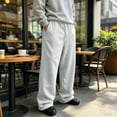 thumbnail image 6 of Leidass Men Mens Baggy Sweatpants Wide Leg Loose Fit Streetwear Athletic Drawstring Workout Pants with Pockets Light Gray L, 6 of 8