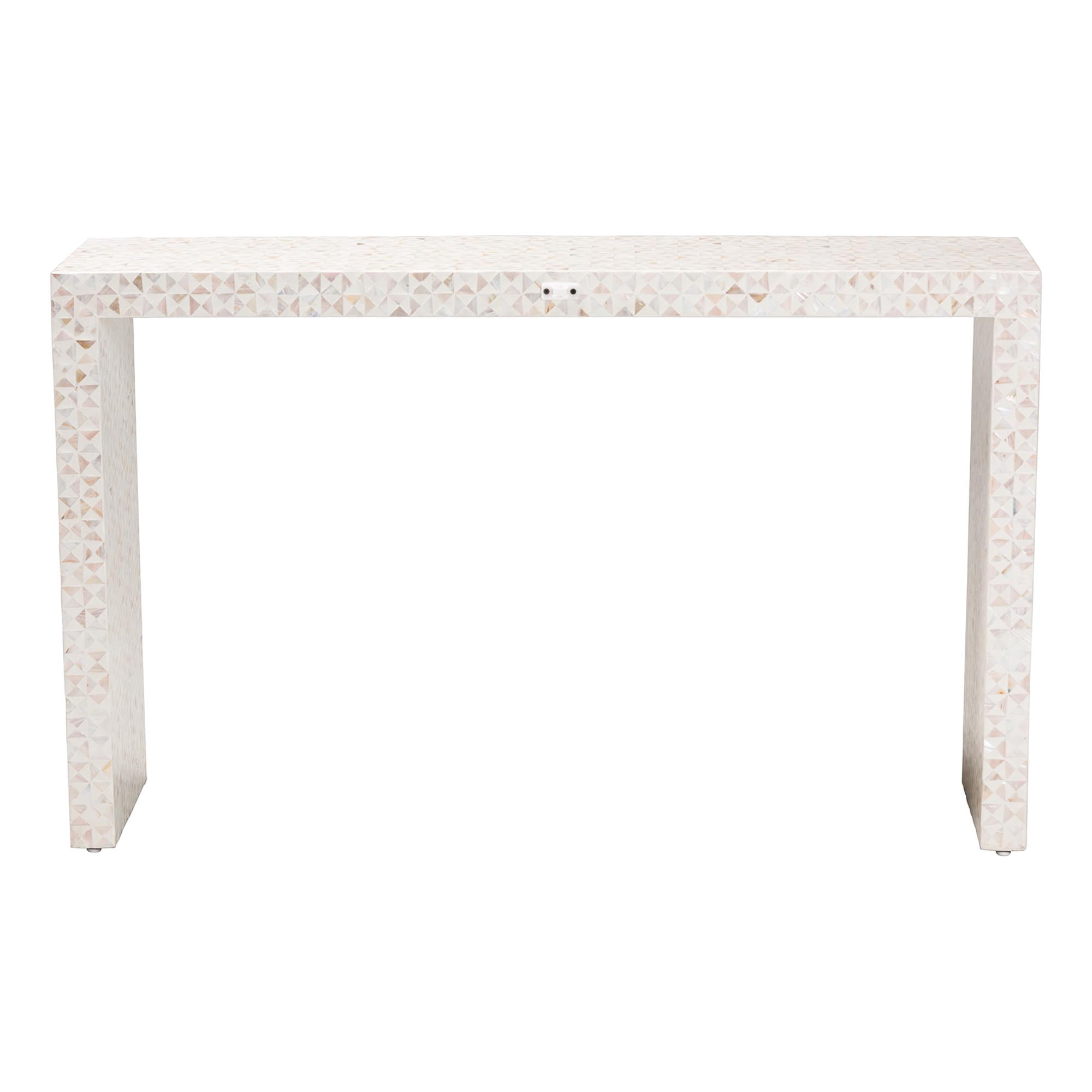 bali & pari Magara Coastal Console Table, Light Beige/Ivory