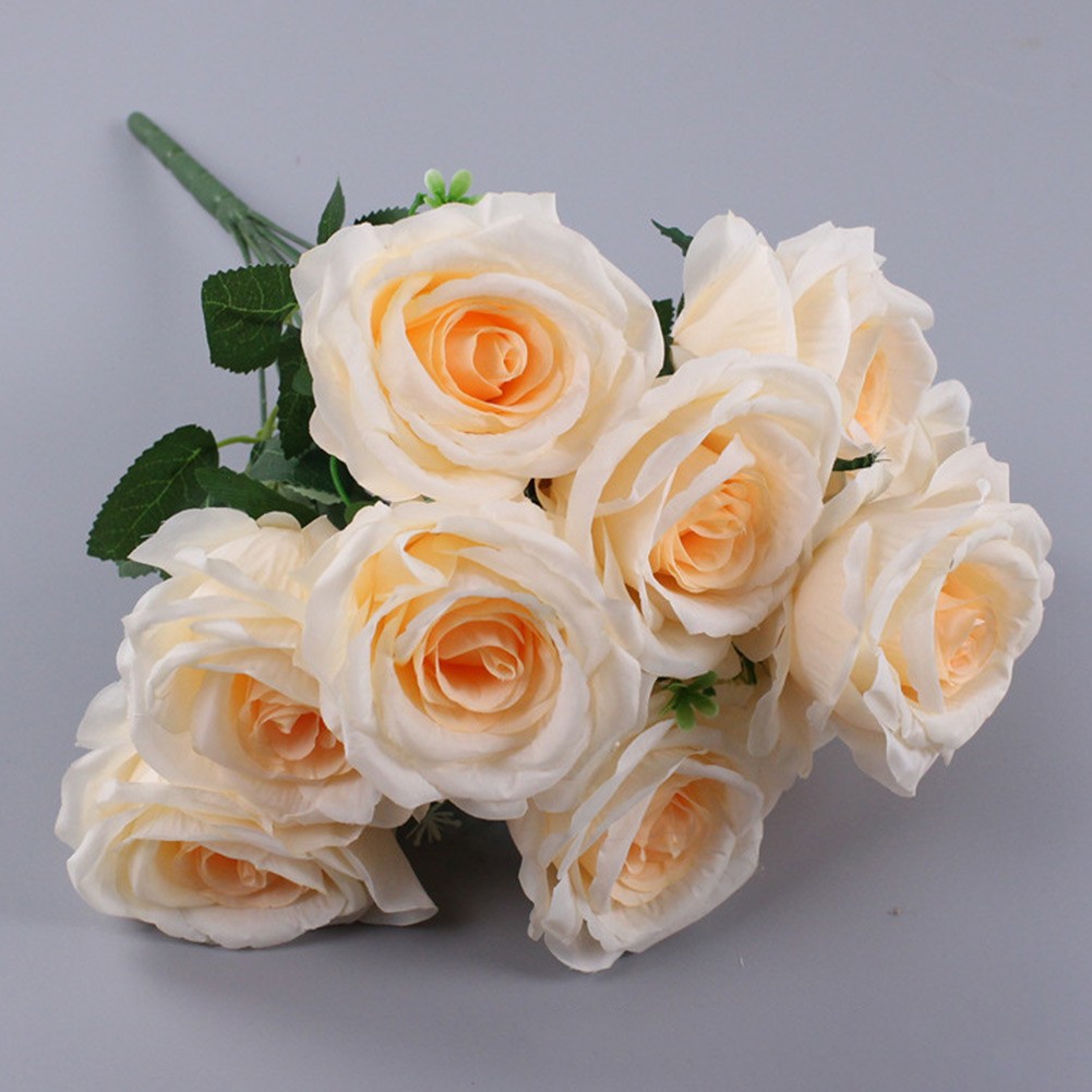 10Head/Bouquet 45CM Rose Artificial Flowers Plastic Plants Wedding