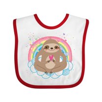 Inktastic Sloth Yoga Rainbow Girls Baby Bib