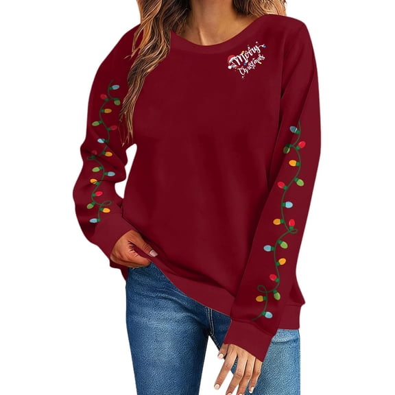 ZACPNCV Christmas Sweater Women Reindeer Graphic Sweatshirts Oversized Christmas Tree Sweaters Xmas Pullover Tops