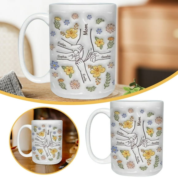 Ceramic Coffee Mug With Floral Print Design For Home Kitchen Durable And Stylish Drinking Cup Universal Use for Women Coffee Mug Diet Glasses Drinking for Women Button Housewares Kitchen Glasses