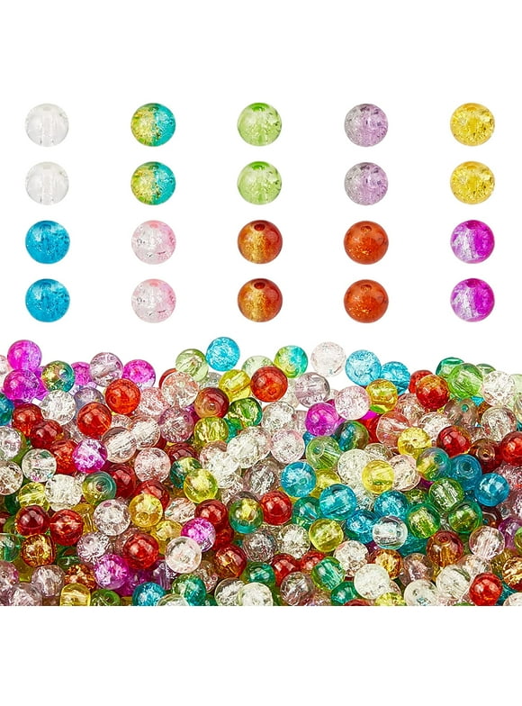 1600pcs 10 Color 4mm Handcrafted Crackle Beads Lampwork Glass Round Beads