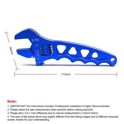 Blue Aluminium Adjustable Wrench Spanner AN3 AN4 AN6 AN8 AN10 AN12 Hose Fitting