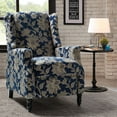 thumbnail image 3 of Fabric Push Back Recliner Chair, Tina's Home Wide Arm Wingback Wood Leg Living Room Theater Floral, 3 of 7