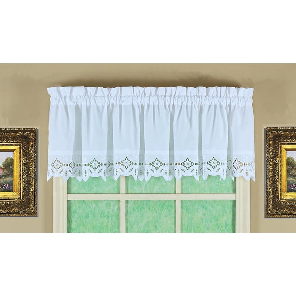 Cortina Valance Today's Heirloom Battenberg con ojales blancos de 58 x 14 cm