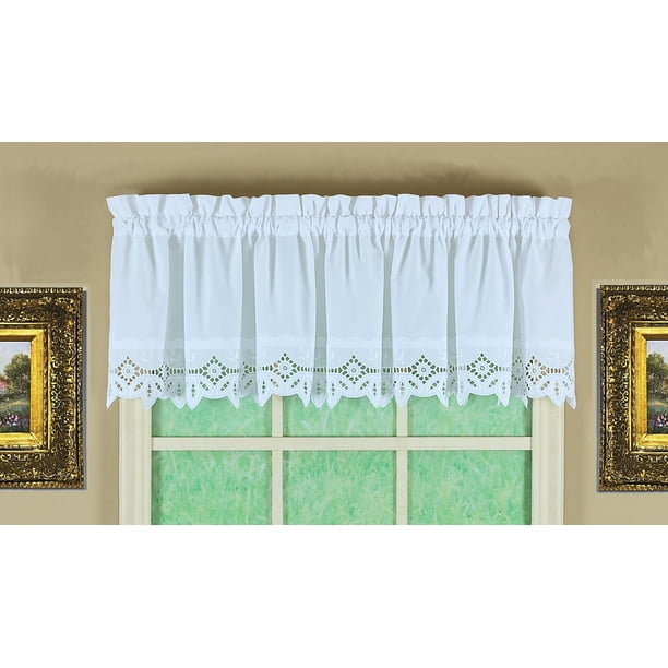 Cortina Valance Today's Heirloom Battenberg con ojales blancos de 58 x 14 cm