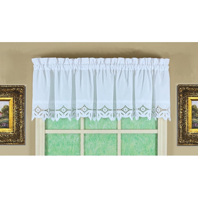 Cortina Valance Today's Heirloom Battenberg con ojales blancos de 58 x 14 cm