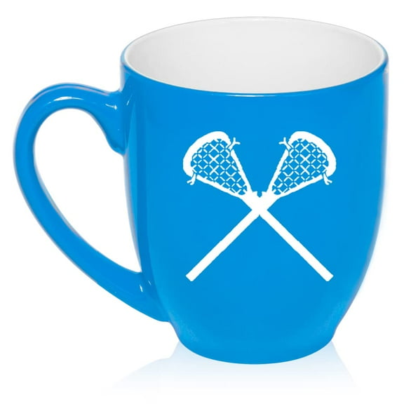 Lacrosse Sticks Ceramic Coffee Mug Tea Cup Gift (16oz Light Blue)