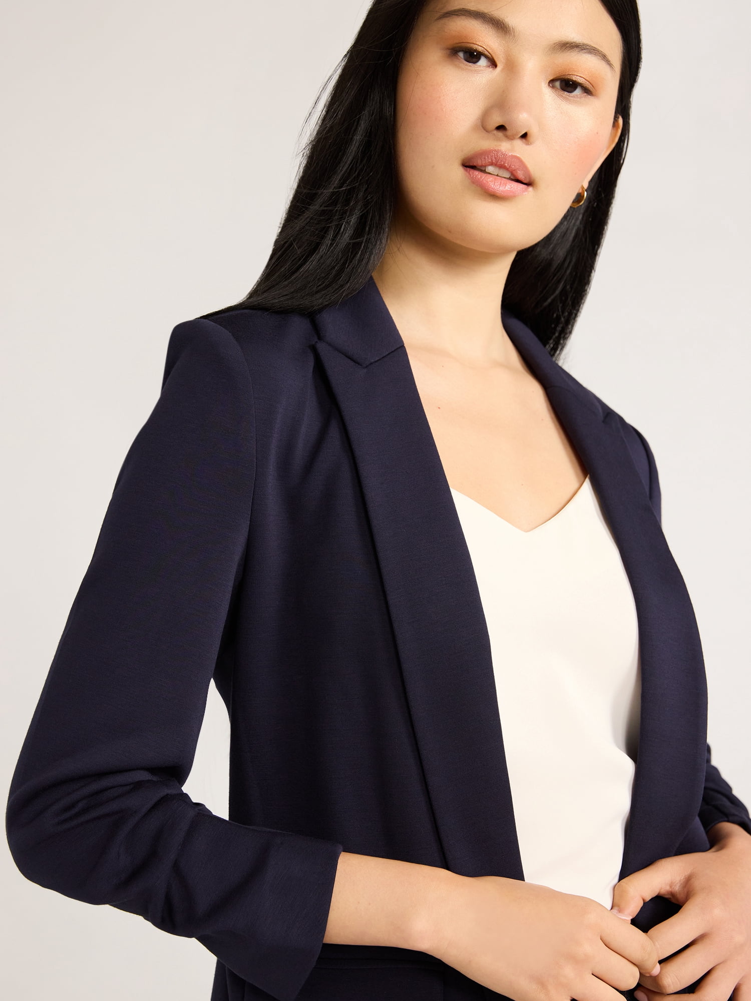 Scoop Women's and Women’s Plus Relaxed Ultimate ScubaKnit Blazer with Scrunch Sleeves, Sizes XS-4X