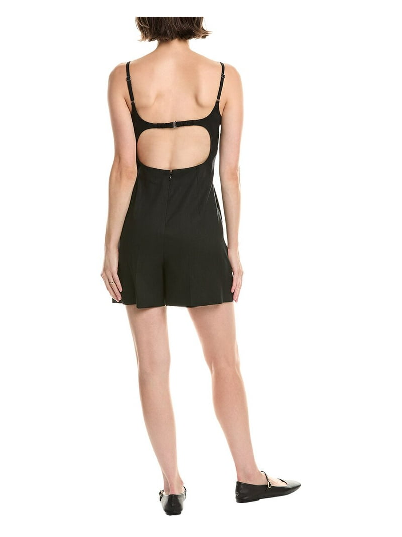 Rebecca Taylor womens Linen-Blend Mini Dress, 0, Black
