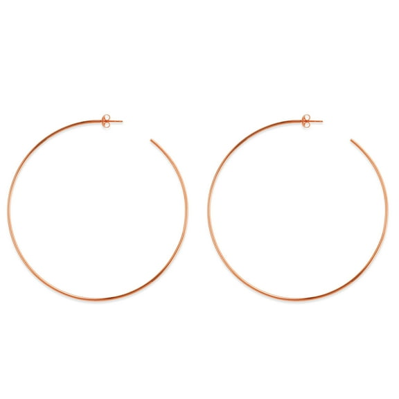 14k Gold Round Large Hoop Earrings, Diameter 75 mm