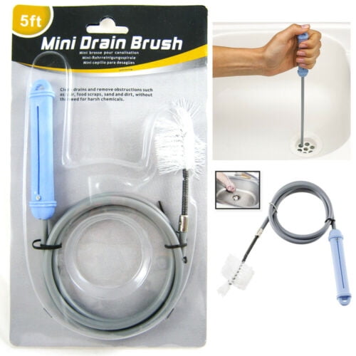 Sink Drain Brush Cleaner Tool 5Ft Kitchen Unclog Bathrooms Tub Drain
