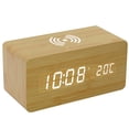 thumbnail image 1 of Despertador electronico Tomshoo Reloj despertador digital de madera con carga inalámbrica 3 Alarmas Pantalla LED Control de sonido, 1 of 7