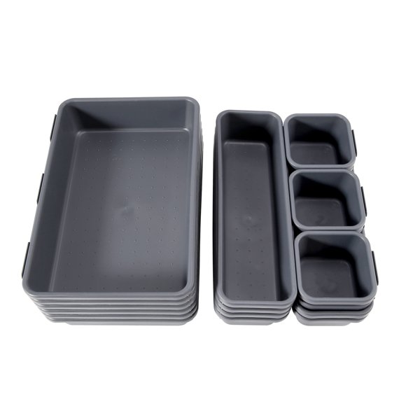18 Pack Drawer Organizer Tray, Multi-Purpose Desk Drawer Tray Organizer for Kitchen Bathroom Office Bedroom