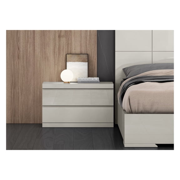 Whiteline Modern Living Heidi Side Table, Smoke Oak Top, Wood Base in Silver Matt Grey