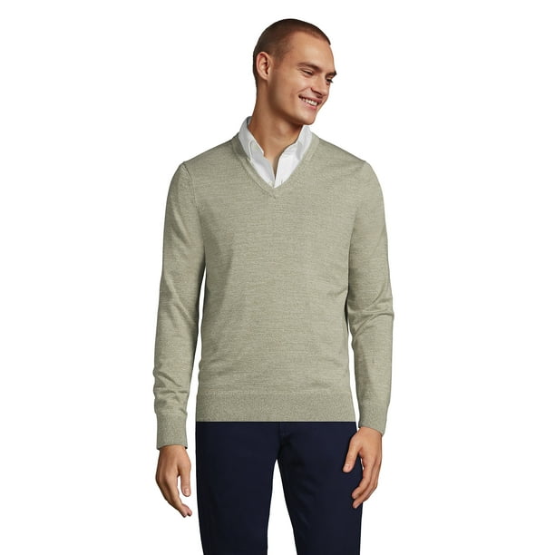 Lands' End Men's Classic Fit Fine Gauge Supima Cotton Vneck Sweater