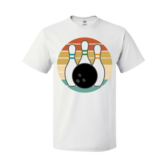 Inktastic Bowling Pins Ball Bowler Retro Sunset T-Shirt