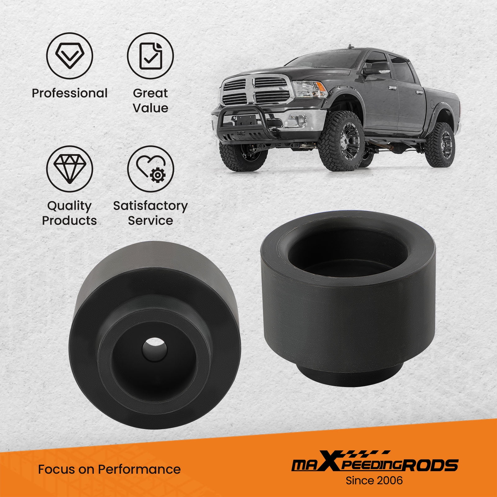 Maxpeedingrods 2inch Rear Suspension Leveling Spacer Lift Kit for Ram 1500 2009-2020 2WD 4WD