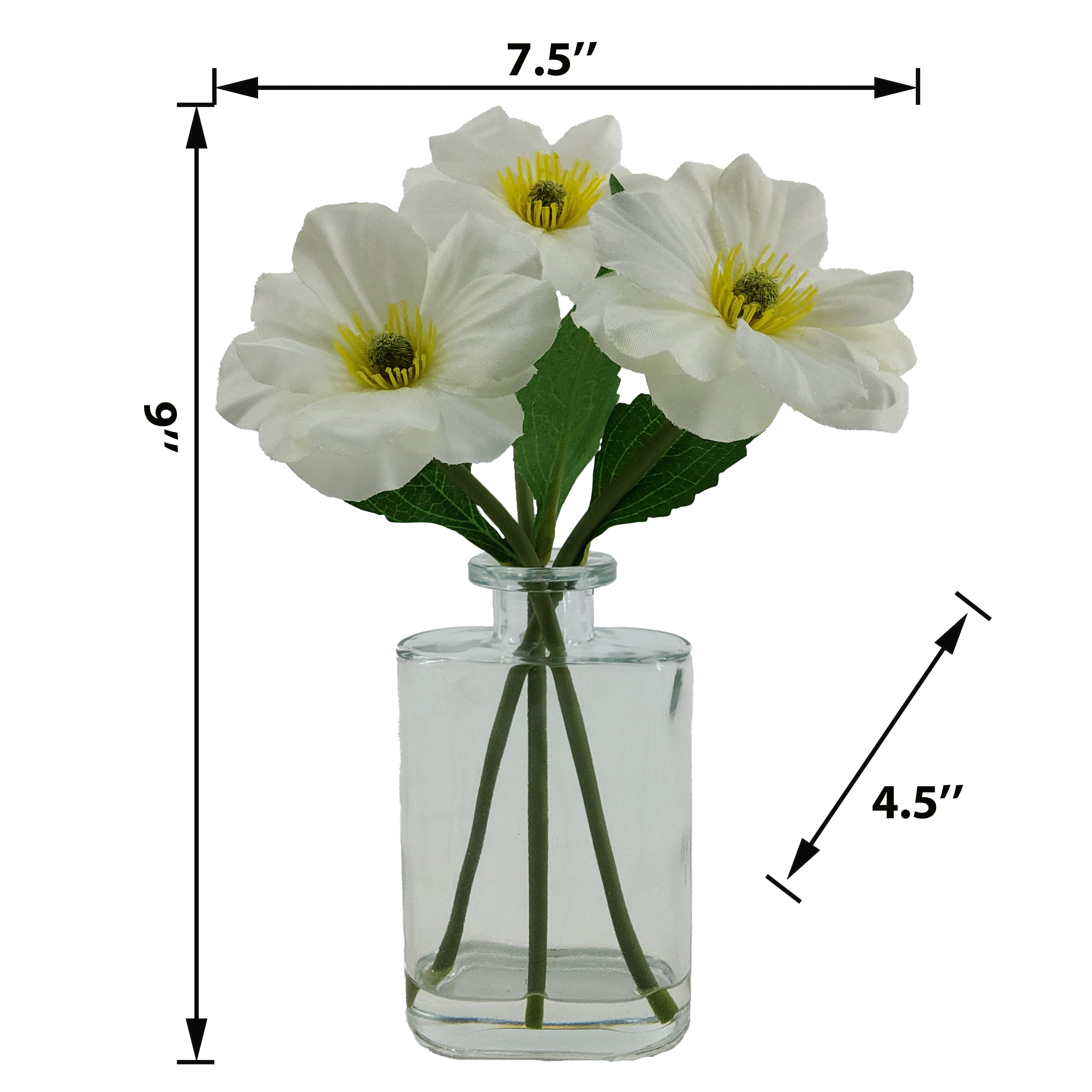 Mainstays 9 in Indoor Artificial Magnolia in Glass Vase, White