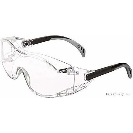 

6980 Cover2 Safety Glasses Protective Eye Wear - Over-The-Glass (OTG) Clear Lens Black Temple