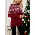 thumbnail image 2 of Multi Snowflake Pattern Turtleneck Christmas Sweater for Women Burgundy X-Large, 2 of 5