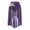 thumbnail image 3 of SiiRoh Women Rhinestone Lyrical Ballet Dance Skirt High Low Dance Practice Skirt Ballroom Dancewear Purple XXL, 3 of 5