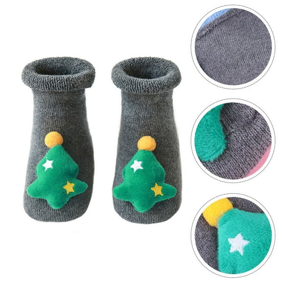 AURARMLET 1 Pair Newborn Baby Socks Grey Cotton Anti-Skid Winter Warm Soft Comfortable