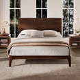 thumbnail image 3 of Harper & Bright Designs Queen Size Bamboo Wood Platform Bed, Queen Simple Bed Frame with Headboard and Wood Slat Metal Support, No Box Spring Needed, for Bedroom, Chocolate, 3 of 6