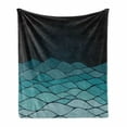 thumbnail image 1 of Waves Soft Flannel Fleece Blanket, Sea Pattern Ocean Fluid Dynamics Body of Water Doodle Blue Ombre, Cozy Plush for Indoor and Outdoor Use, 60" x 80", Dark Petrol Blue and Sea Blue, by Ambesonne, 1 of 5