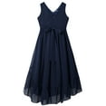 thumbnail image 6 of iEFiEL Girls Chiffon Solid Color Wedding Party Dress V Neck Wide Shoulder Straps Holiday Dress Navy Blue-B 16, 6 of 7