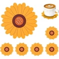 thumbnail image 1 of Posavasos de flores para bebidas, 6 unidades, bonitos posavasos de silicona antideslizantes, lavables, reutilizables, resistentes al calor (girasol, amarillo), 1 of 5