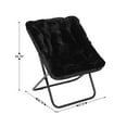 thumbnail image 6 of Flash Furniture 28" Oversized Portable Faux Fur Folding Saucer Chair with Folding Ottoman for Dorm, Bedroom, Black Faux Fur/Black Frame, 6 of 14