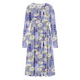 thumbnail image 4 of Taqqpue Women's Long Sleeve Round Neck T Shirt Dresses Casual Loose Floral A-Line Swing Dress with Pockets, 4 of 5